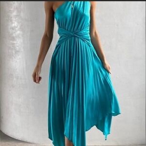 Billy J Cali One Shoulder‎ Pleated Midi Dress Size XS NWT